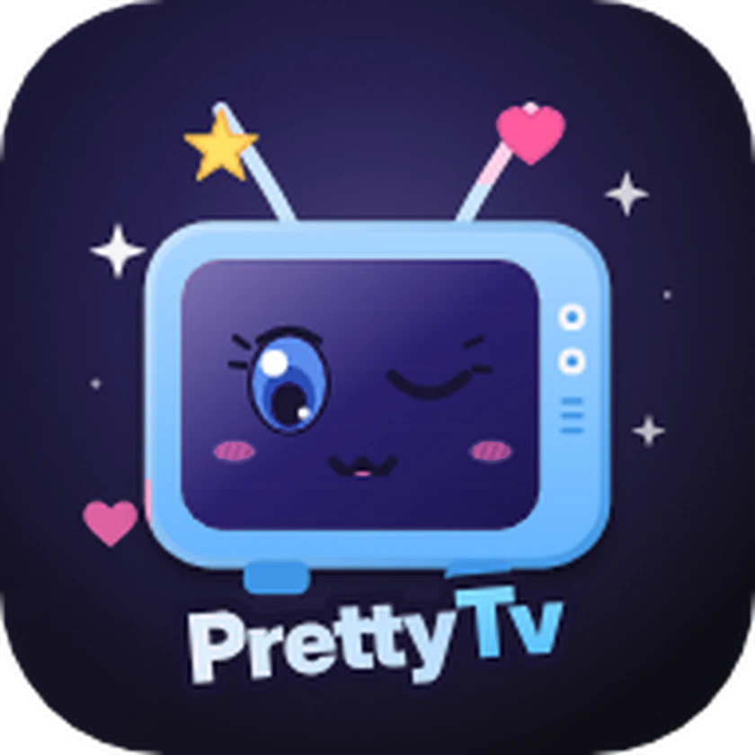 The PrettyTv app icon: a smiling, winking little TV